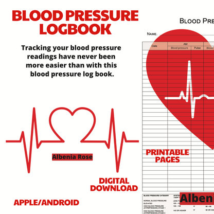 Blood Pressure Daily Log, Systolic Blood Pressure, Diastolic Blood Pressure, High Blood Pressure, Low Blood Pressure