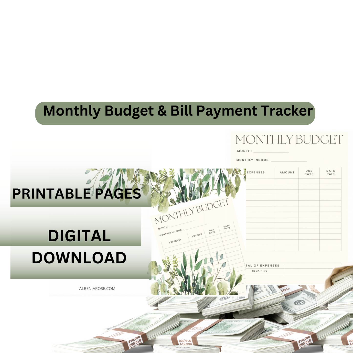 Bill Payment Record, Monthly Bill Payment Log, Bill Payment Tracker