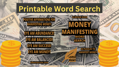 Classic Word Search for Money Manifestation, Cute Word Search, Daily Word Search