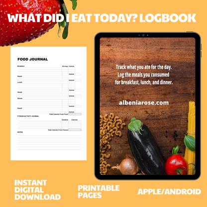 Weight Loss Journey, Weight Loss Goals Tracker, What Did I Eat Today? Logbook