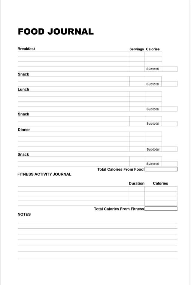 Weight Loss Journey, Weight Loss Goals Tracker, What Did I Eat Today? Logbook